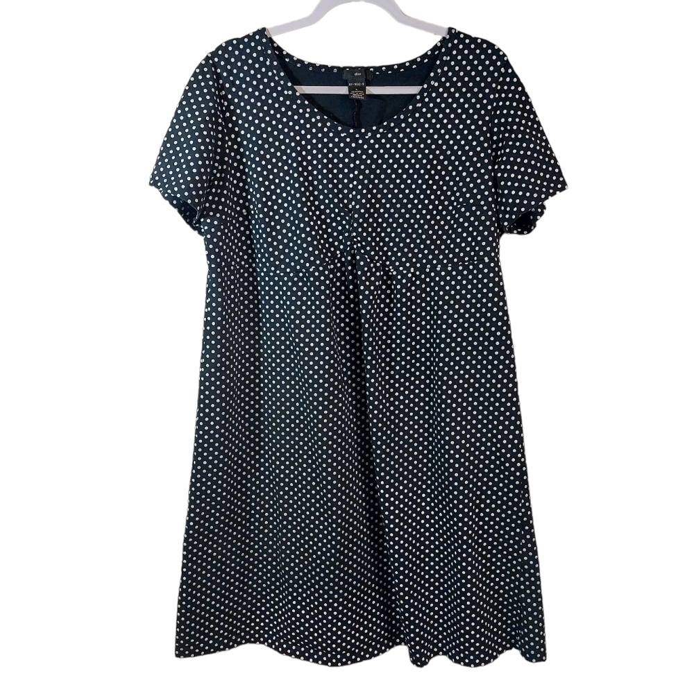 Ellos LADIES SHORT SLEEVE POLKA DOT MIDI DRESS- L